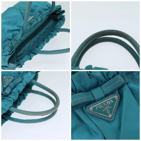 PRADA Nylon 2 Way Hand Bag Turquoise Blue Auth 80110 - Picture 16 of 16